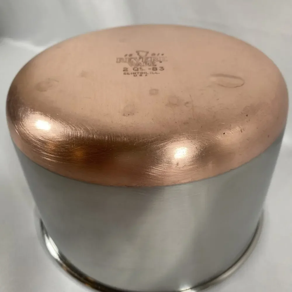 Revere Ware 2 Qt Copper Bottom Sauce Pan Pot Lid Stainless Steel Clinton 83 READ